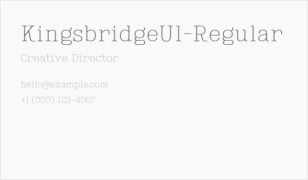 KingsbridgeUl-Regular Business Card