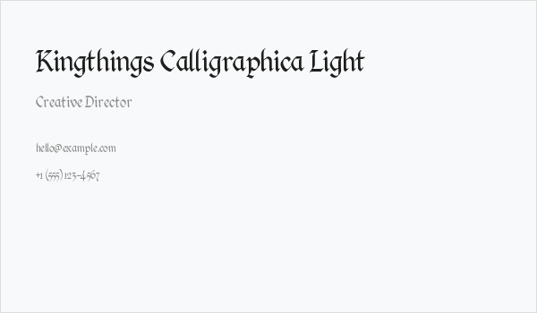 Kingthings Calligraphica Light Business Card
