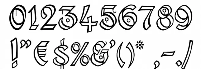 Kingthings Xander Outline Font OTHER CHARS