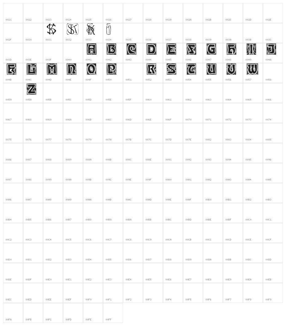 KinigsteinKaps Character Map