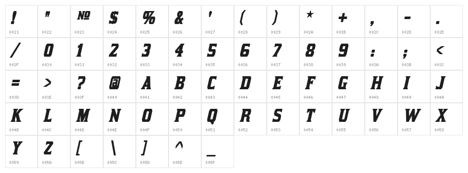Kirsty Bold Italic Character Map