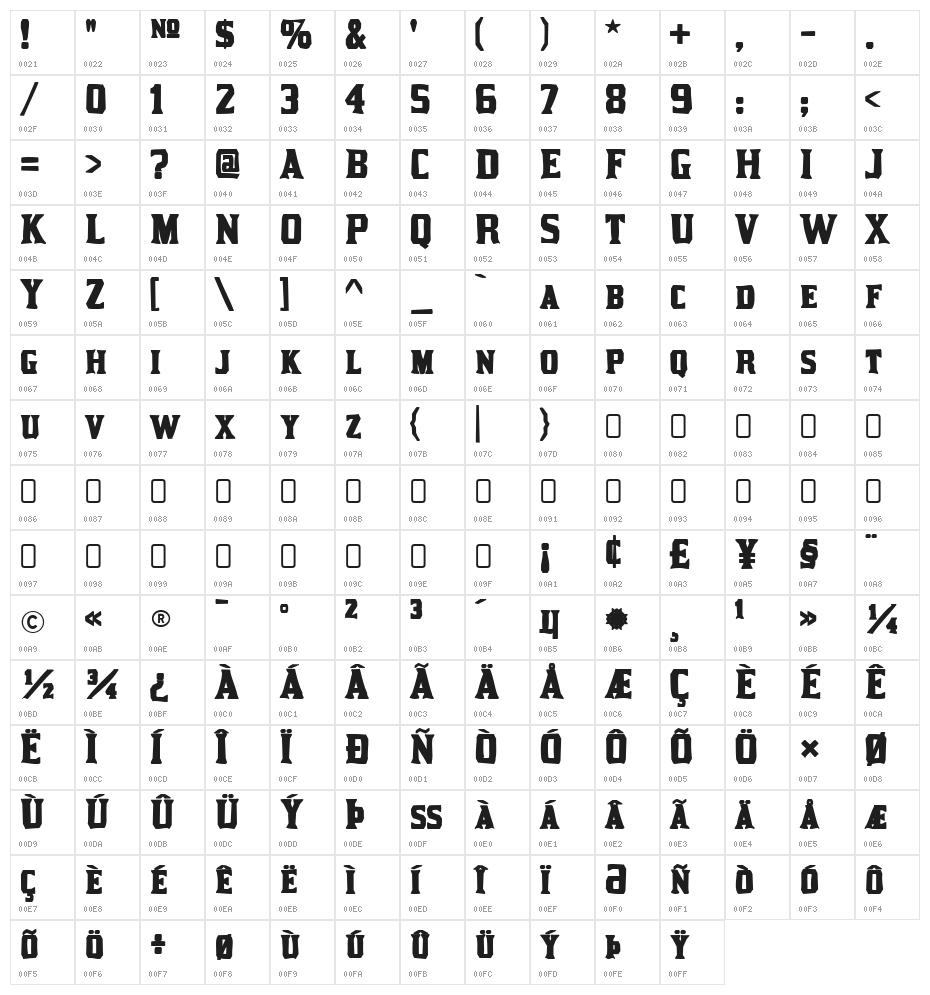 KirstyInk-Regular Character Map