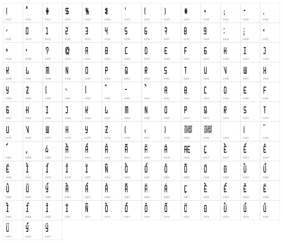 KitchenCowboyThin Character Map