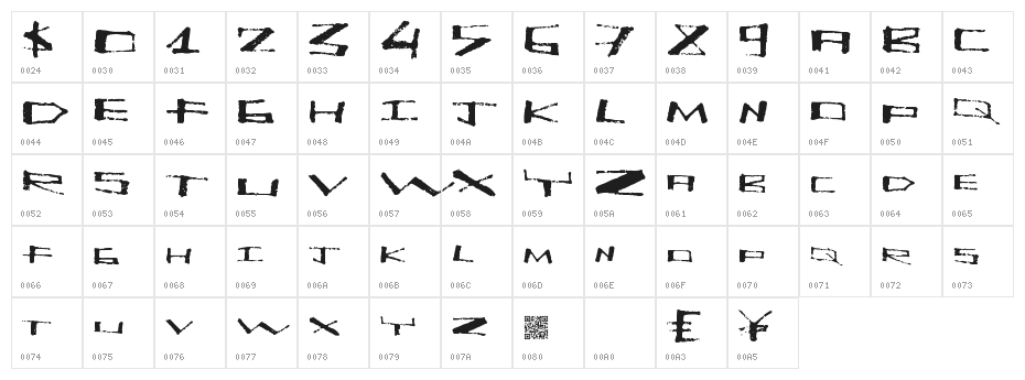 KiteHigh Character Map