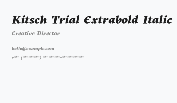Kitsch Trial Extrabold Italic Business Card