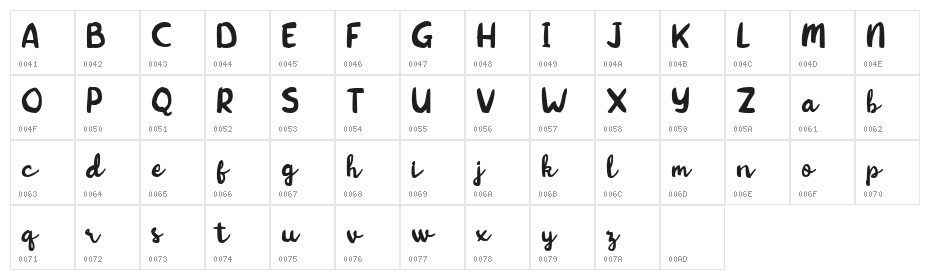 Kitten Days Free Regular Character Map
