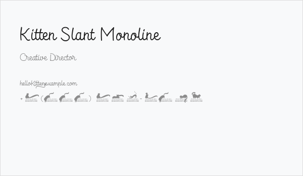 Kitten Slant Monoline Business Card