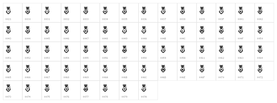 Kitties Regular Character Map