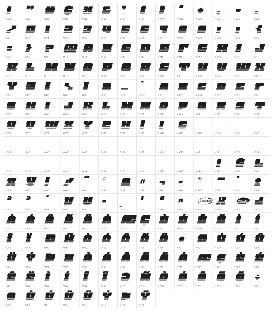 Kittrick Halftone Italic Character Map