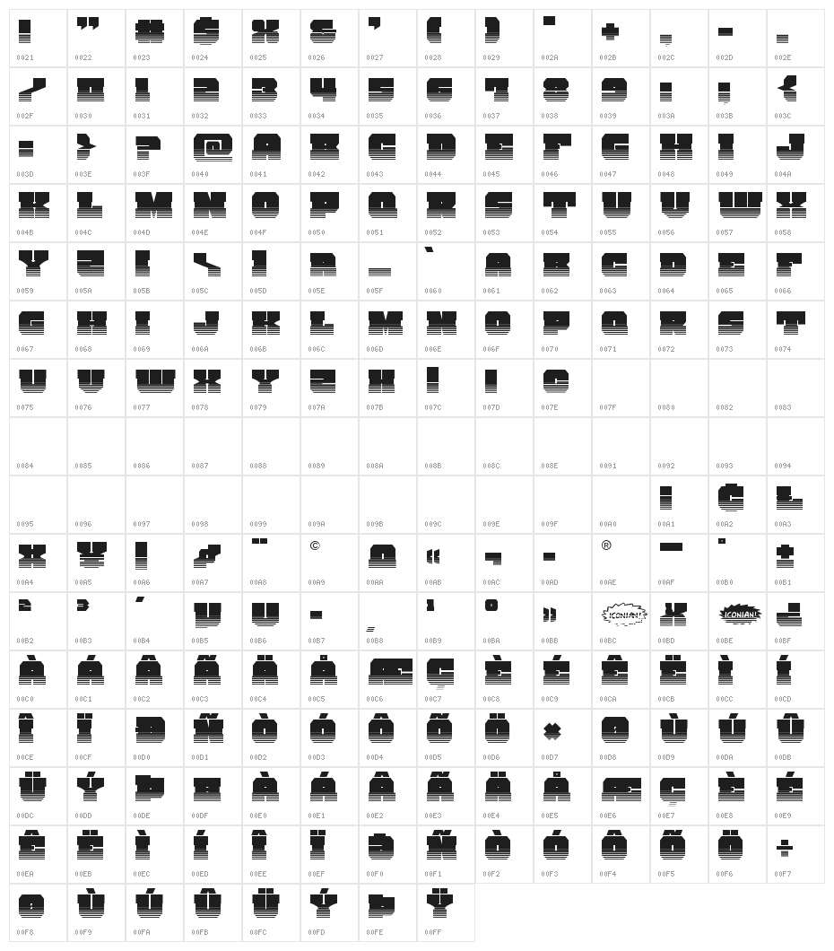 Kittrick Halftone Character Map