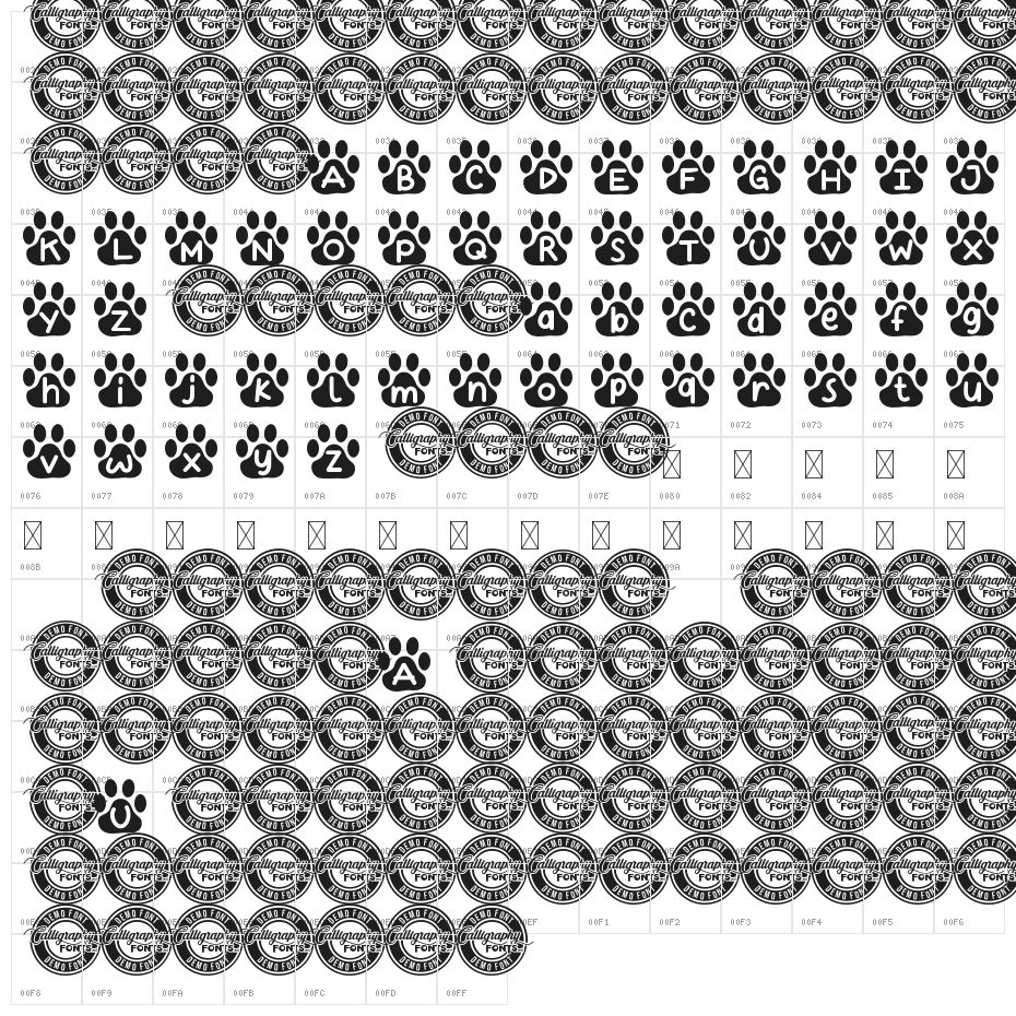 Kitty Paw Demo Character Map