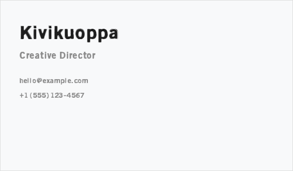 Kivikuoppa Business Card