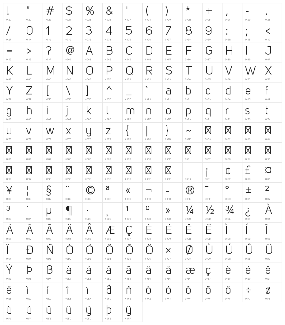 Kiye Sans Regular Character Map