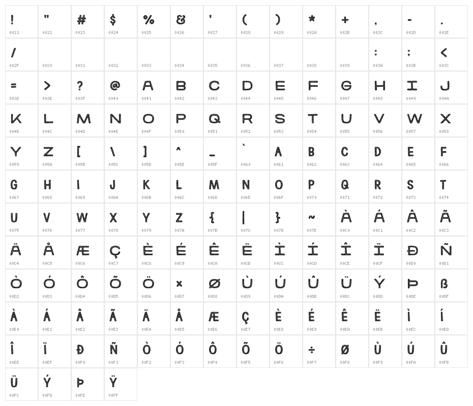 kitestrings stamp Regular Character Map