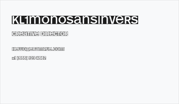 KL1MonoSansInvers Business Card