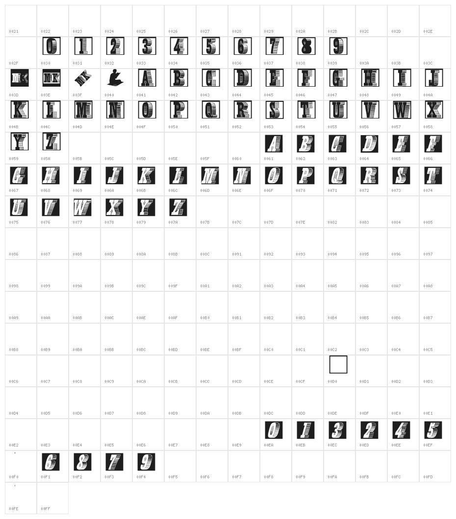 KLettresOmbrees Character Map
