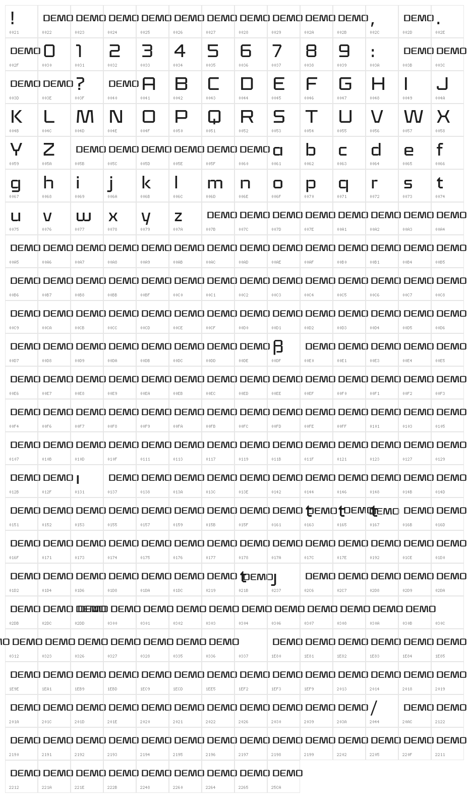 Klapt Medium Character Map