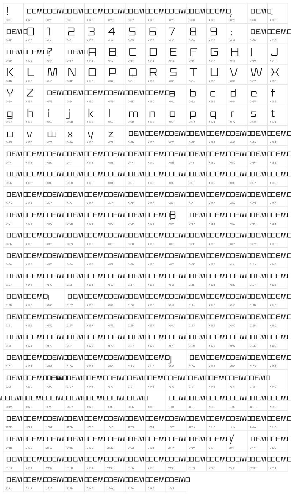 Klapt Regular Character Map