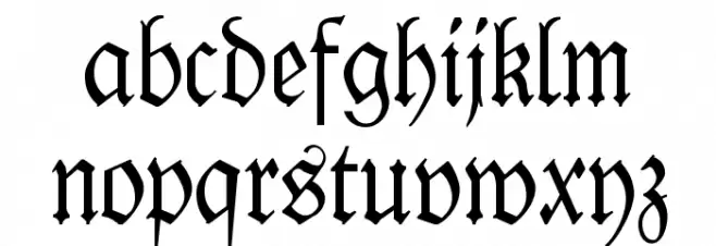KlausBFraktur Caratteri MINUSCOLO