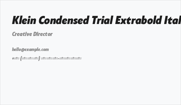 Klein Condensed Trial Extrabold Italic Business Card