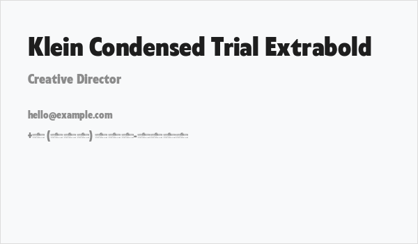 Klein Condensed Trial Extrabold Business Card