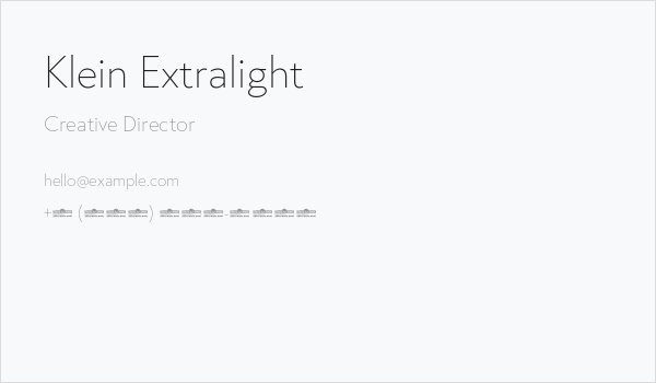 Klein Extralight Business Card