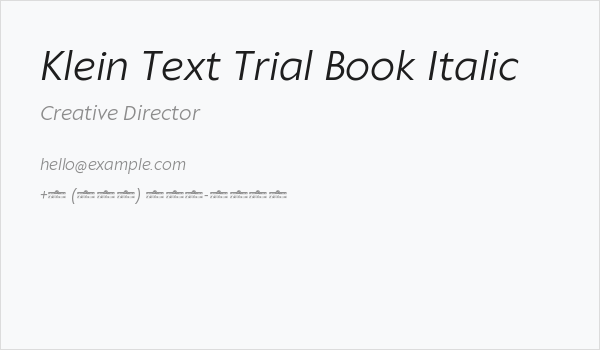 Klein Text Trial Book Italic Business Card