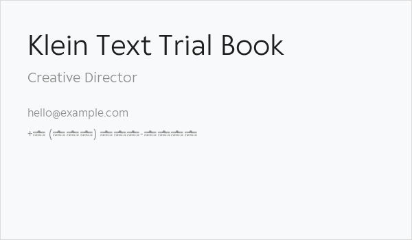 Klein Text Trial Book Business Card