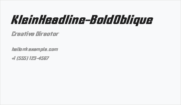 KleinHeadline-BoldOblique Business Card