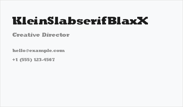 KleinSlabserifBlaxX Business Card