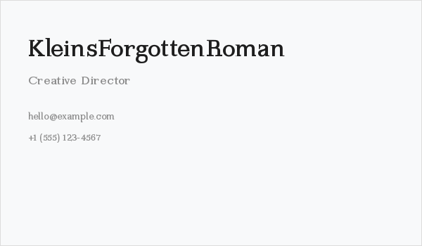 KleinsForgottenRoman Business Card