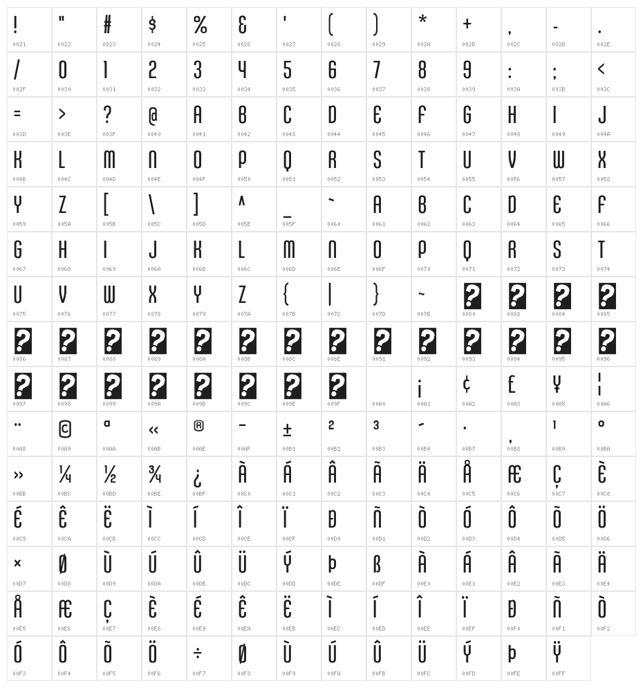 KleptocracyTitlingCdLt-Regular Character Map