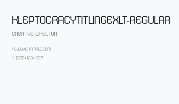 KleptocracyTitlingExLt-Regular Business Card