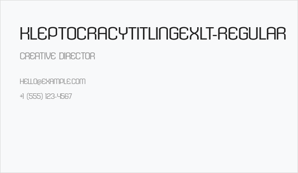 KleptocracyTitlingExLt-Regular Business Card