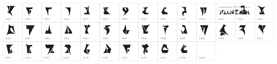 Klinzhai Character Map