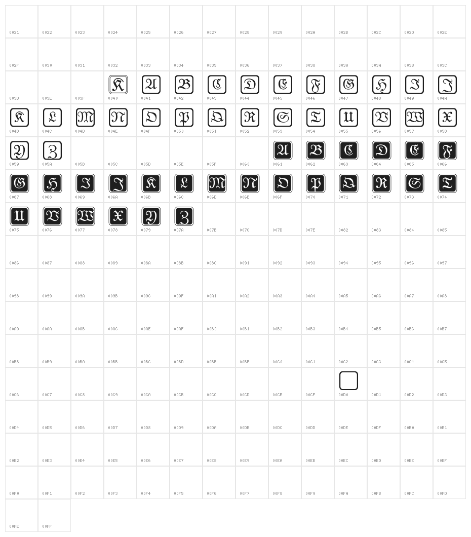 KlungerCaps Character Map