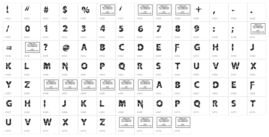 KnifeFightBallet-Regular Character Map