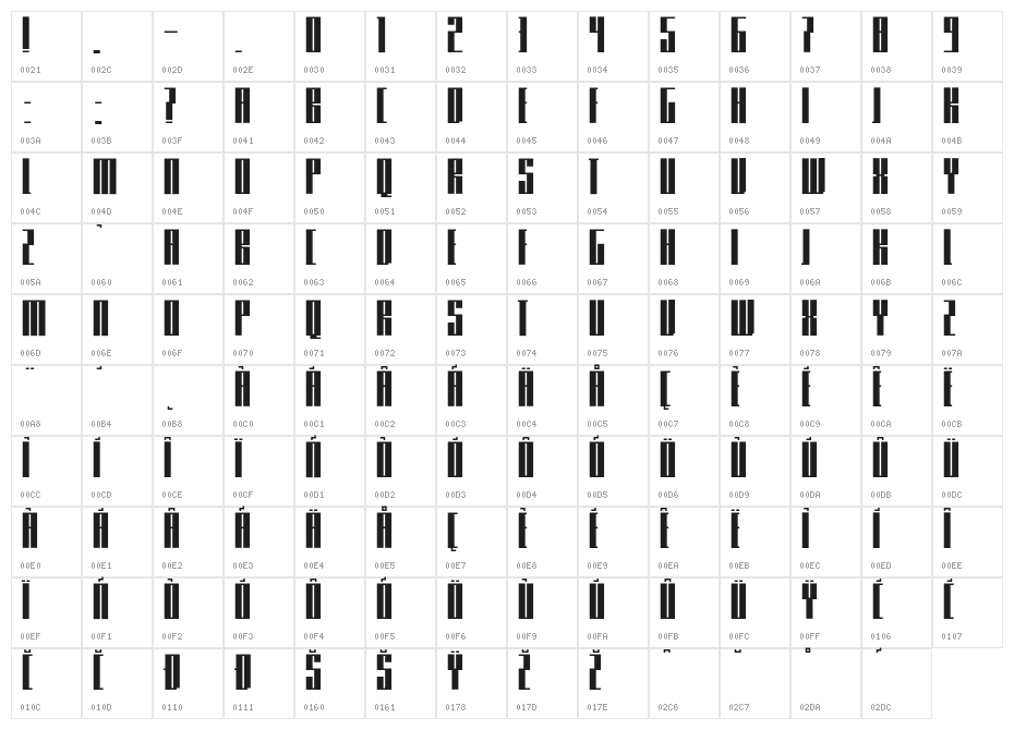 Knifer 400 Regular Character Map