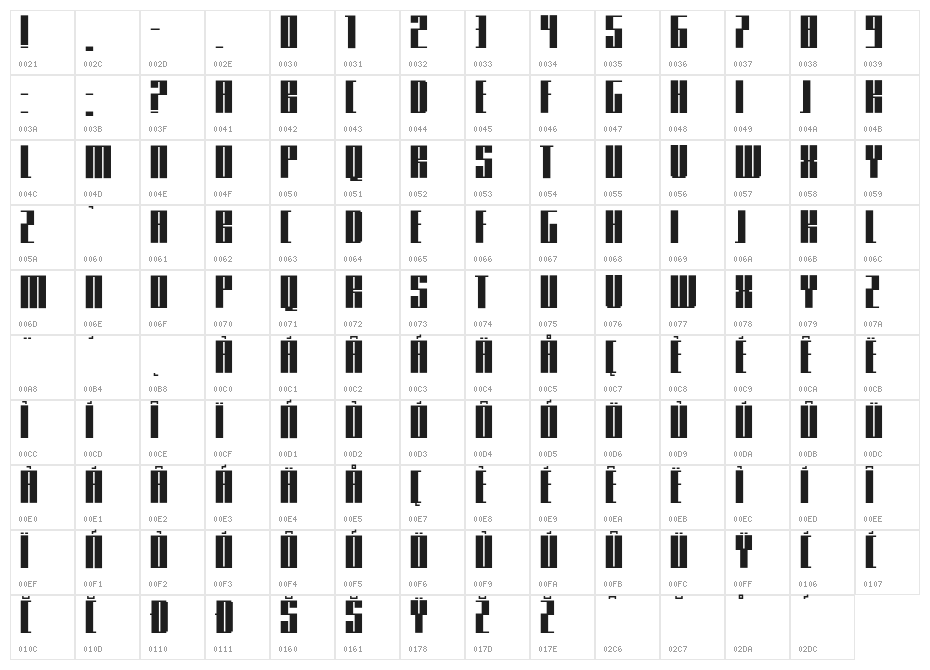 Knifer 500 Regular Character Map