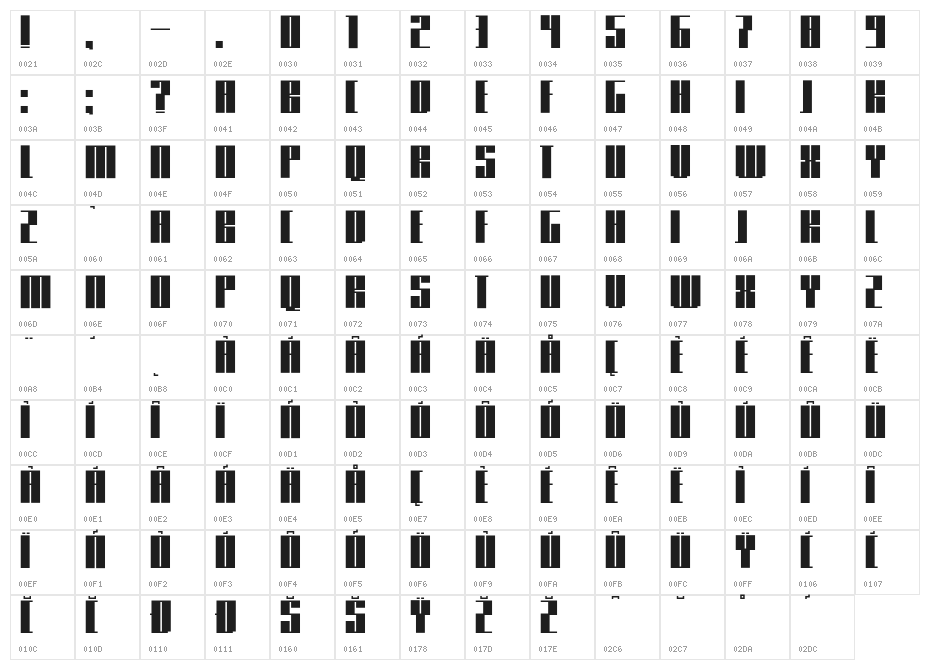 Knifer 600 Regular Character Map