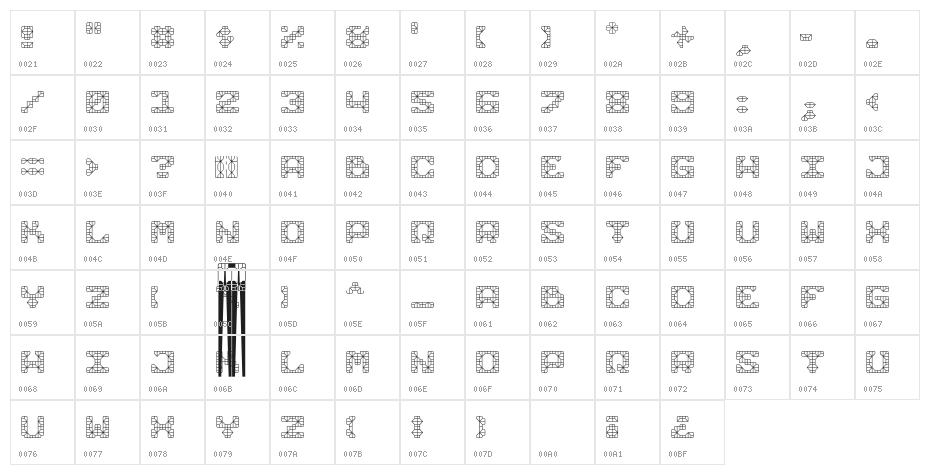 Knight Tiles Display Rounded Grout Character Map