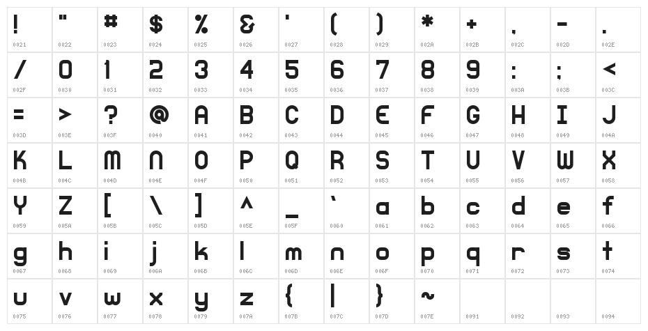Knochen Regular Character Map