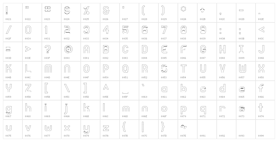 Knochen Thin Character Map