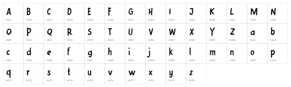 KOSMIK FREE Character Map