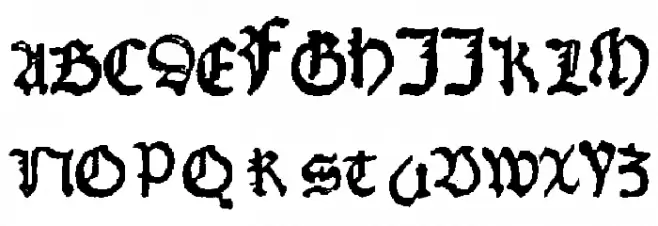 KobergerN10DruckBastarda Font Litere mari
