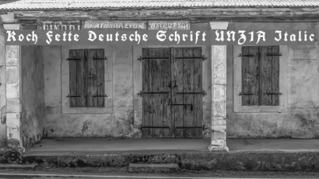 Koch Fette Deutsche Schrift UNZ1A Italic フォント examples