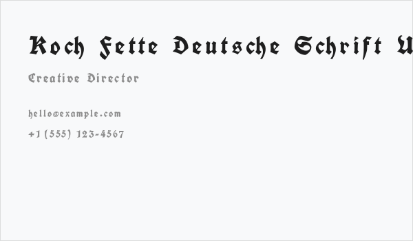 Koch Fette Deutsche Schrift UNZ1A Italic Business Card