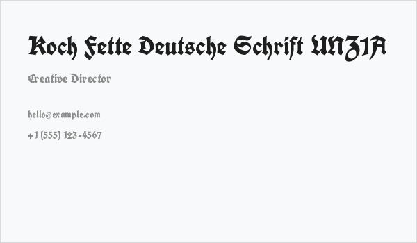 Koch Fette Deutsche Schrift UNZ1A Business Card
