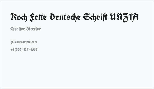 Koch Fette Deutsche Schrift UNZ1A Business Card