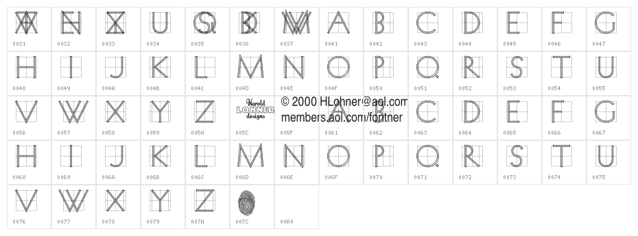 Koch Quadrat Character Map